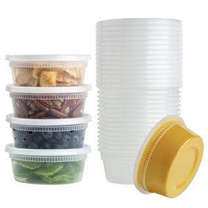 [40 sets] 8 oz. plastic deli food storage containers with airtight leak proof lids - reusable - microwave, fridge, and freezer safe