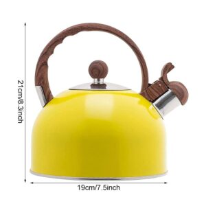 Tea Kettle, Whistling Tea Kettle for Stovetop - 2.5L Stainless Steel Whistling Kettle Tea Pot for Stove Top with Wood Grain Handle Loud Whistle (Yellow)