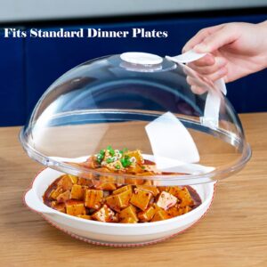 Microwave Splatter Cover for Food, Clear Like Gla Microwave Splash Guard Cooker lid, Dish bowl Plate Serving Cover with Steam Vent, BPA-Free, Saft Plastic, 10.5 Inchs