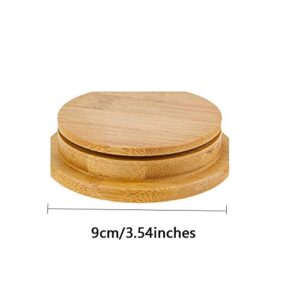 Natural Decorative Bamboo Lids,Dustproof Creative Cover Wooden Silicone Mug Cup Cover For Mug Jar,4pcs (10cm/3.94'')