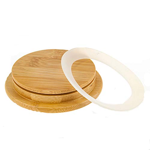 Natural Decorative Bamboo Lids,Dustproof Creative Cover Wooden Silicone Mug Cup Cover For Mug Jar,4pcs (10cm/3.94'')