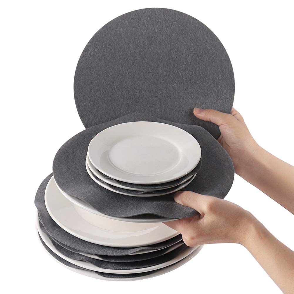 Soft Felt Plate Protectors, Set of 30 and 2 Different Size, Plate Separators Pads China Storage Dividers Protectors Dish Protectors Pads for Protecting and Stacking Your Cookware