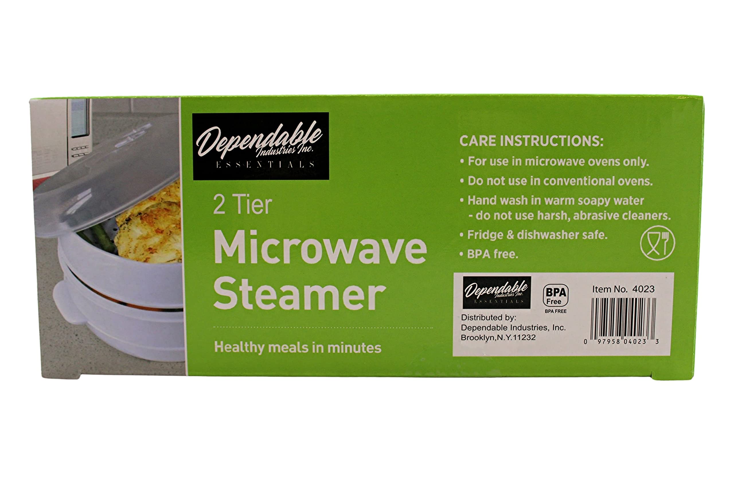 Dependable Industries 2 Tier Microwave Steamer Healthy Cooking Quick Fast Vegetables Meats Poultry Fish No Oil Needed! BPA FREE