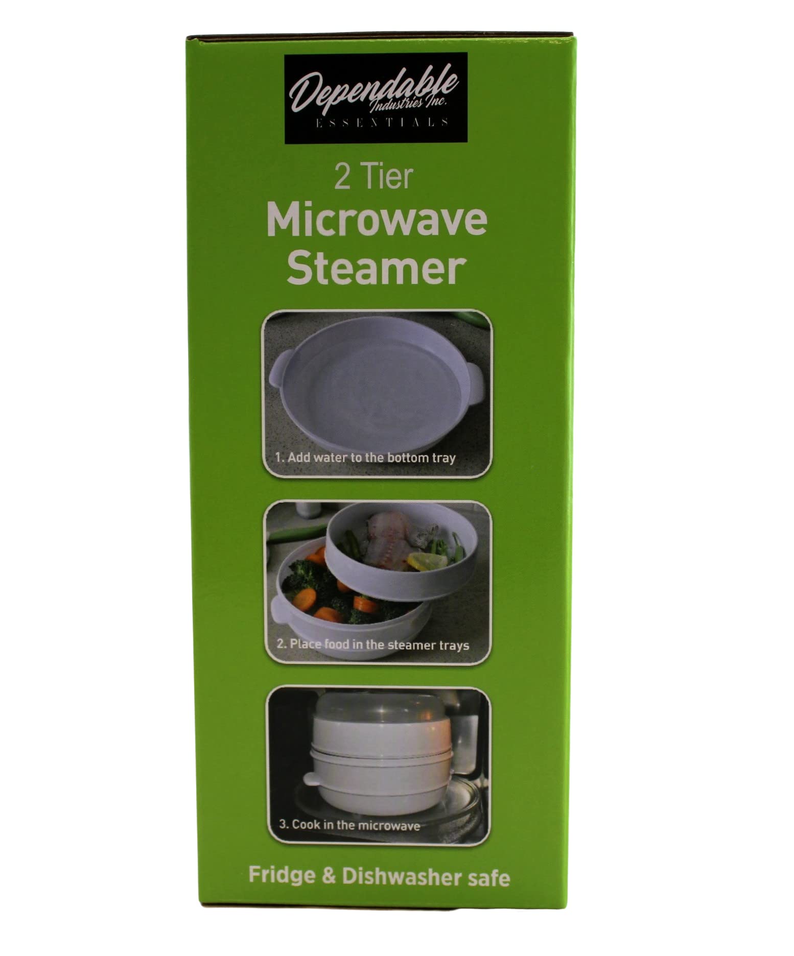 Dependable Industries 2 Tier Microwave Steamer Healthy Cooking Quick Fast Vegetables Meats Poultry Fish No Oil Needed! BPA FREE