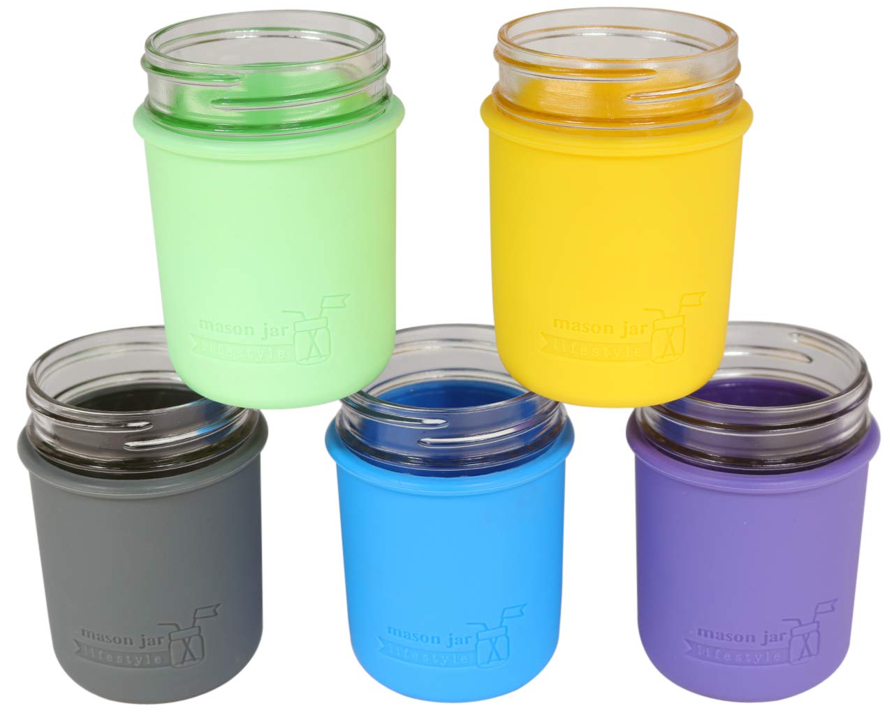 Wide Mouth Pint 16oz Silicone Sleeves/Jackets for Protecting Ball, Kerr, Canning Jars by Mason Jar Lifestyle (Ultra Violet, 2 Pack)