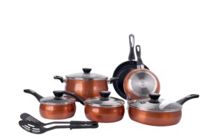 paula deen pd12passbk 12 piece cookware set black