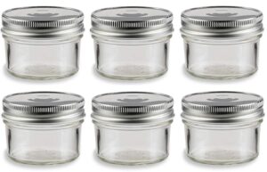 nakpunar 6 pcs, 4 oz mason glass jars with silver lids