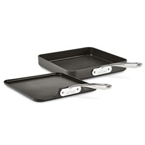 all-clad essentials hard anodized nonstick grill/griddle pan set 11 inch oven safe 350f pots and pans, cookware black