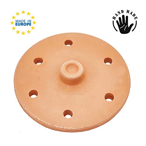 Handmade Clay Pot Dolma Lid Cover, Unglazed Terracotta Grape Leaf Roll Lid, Natural Earthenware Weighted Cooking Grill Press (Medium 8.2 in)
