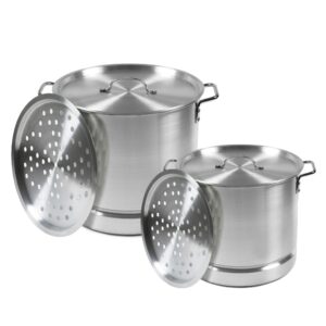 imusa aluminum steamer dual piece set, 28qt and 10qt, silver