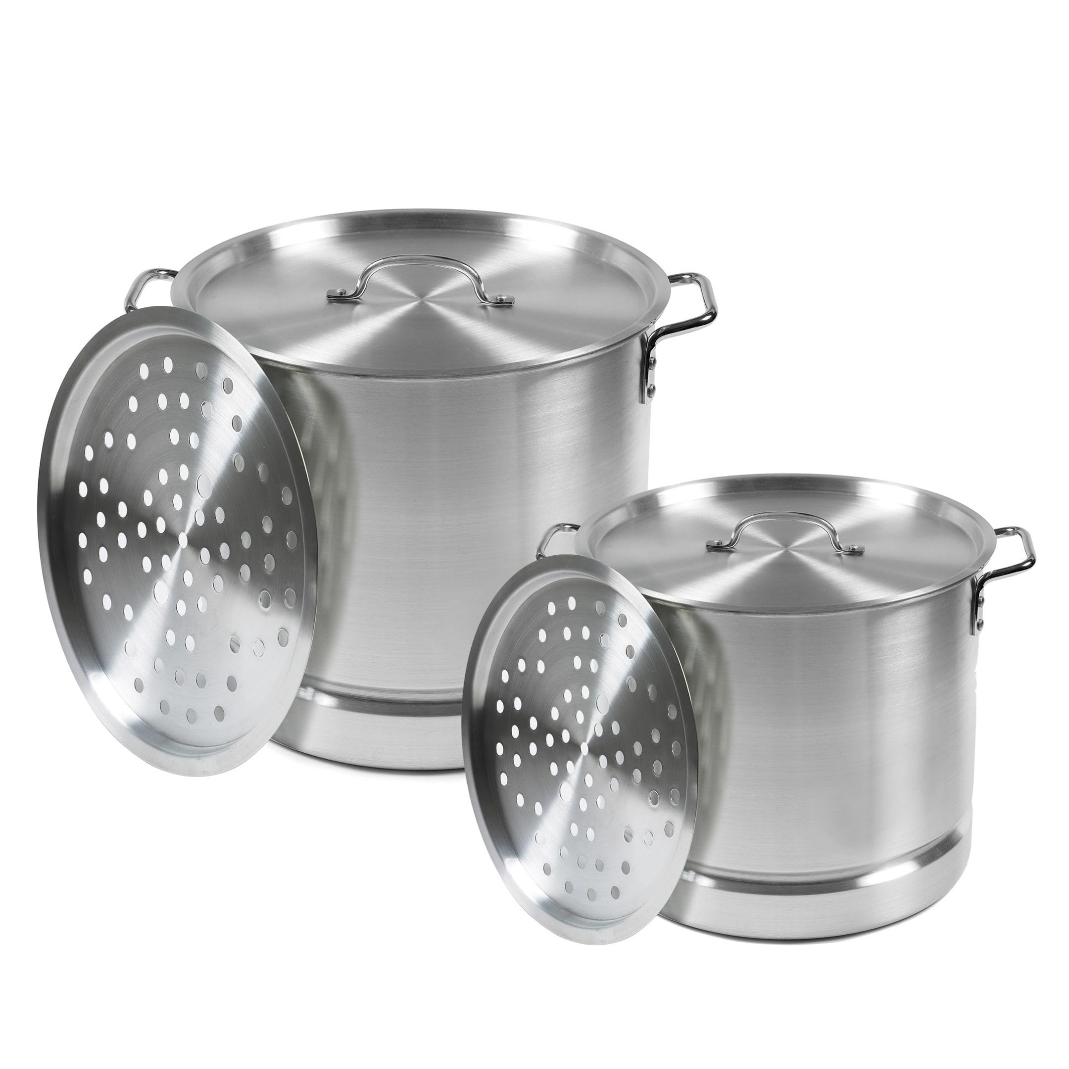 IMUSA Aluminum Steamer Dual Piece Set, 28Qt and 10Qt, Silver