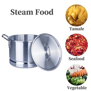 ARC 32 Quart Aluminum Tamale Steamer Pot, Crab Seafood Stock Pot w/Steamer Rack and Tube, Great for Water Bath Canning Pot, Rivet Handle, 8 Gal