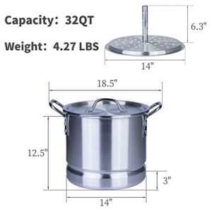 ARC 32 Quart Aluminum Tamale Steamer Pot, Crab Seafood Stock Pot w/Steamer Rack and Tube, Great for Water Bath Canning Pot, Rivet Handle, 8 Gal