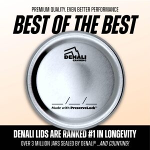 Denali Canning Lids | 24-Month Seals with PreserveLock | Fits standard Mason Jars | a USA Company (Regular Mouth, 5 Packs)