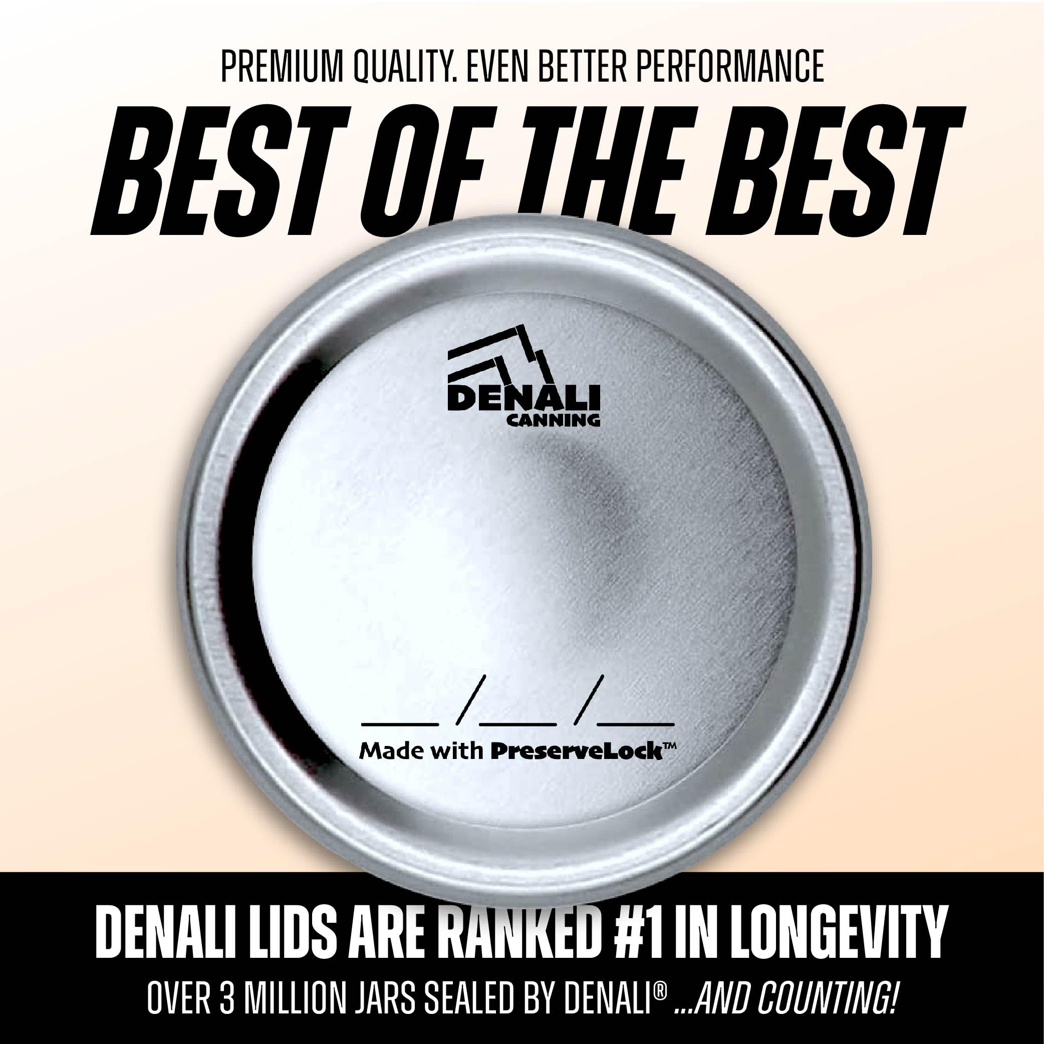 Denali Canning Lids | 24-Month Seals with PreserveLock | Fits standard Mason Jars | a USA Company (Regular Mouth, 5 Packs)