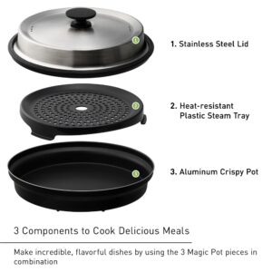 Panasonic HomeChef Magic Pot for Microwave Oven, Microwave Safe 4-in-1 Cookware Accessory to Pan Sear, Simmer, Steam, and Grill - NN-ASP1AW