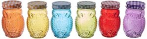 style setter owl colors jars with lids (set of 6), multicolor
