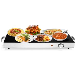 arlime buffets server food warmer for parties, electric food warming tray w/adjustable temperature control, 22’’x14’’ tempered glass surface, perfect for parties entertainment & holidays