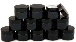 vivaplex, 12, black, 1 oz, round glass jars, with inner liners and black lids