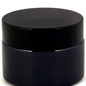 Vivaplex, 12, Black, 1 oz, Round Glass Jars, with Inner Liners and black Lids