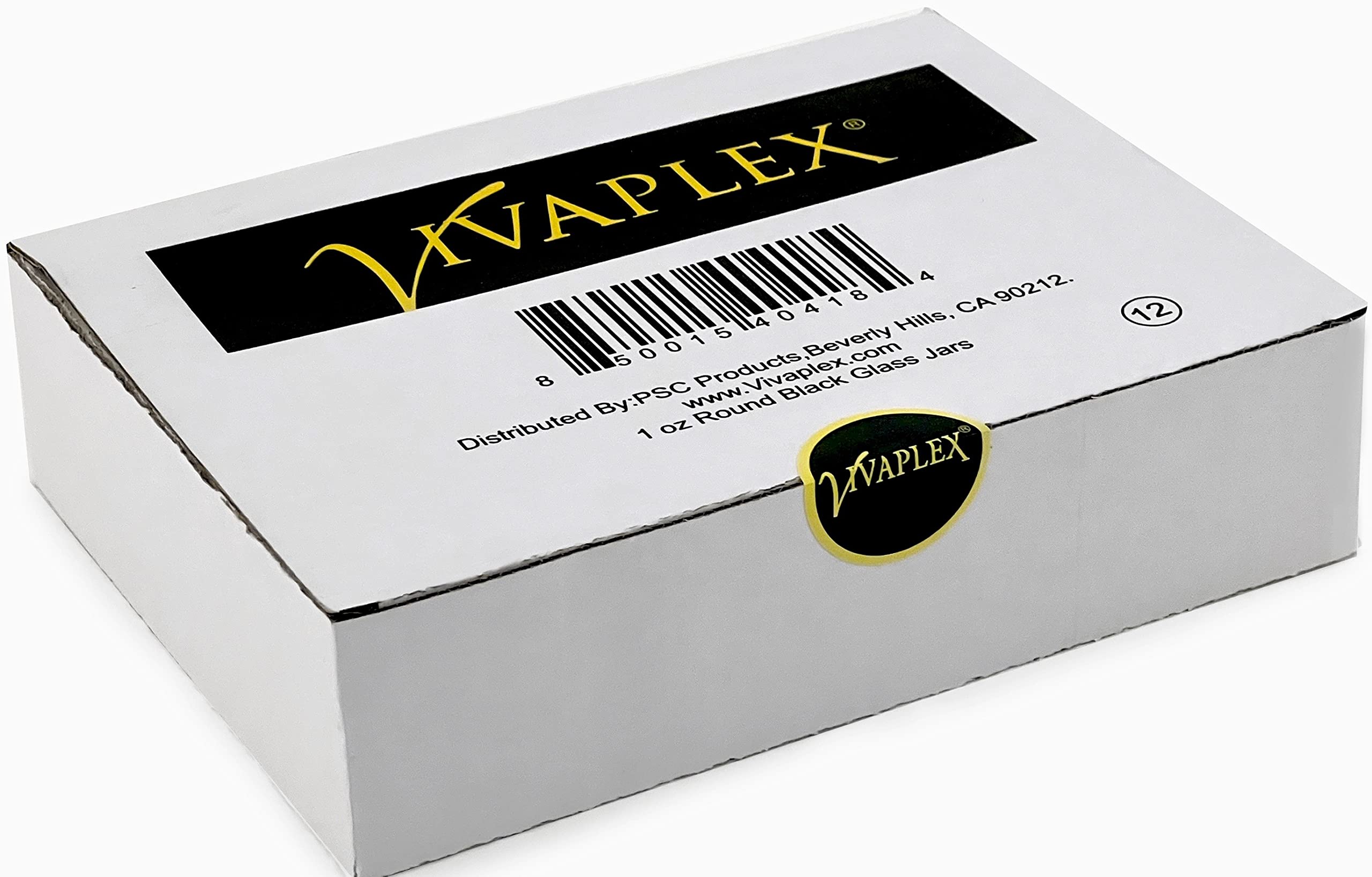 Vivaplex, 12, Black, 1 oz, Round Glass Jars, with Inner Liners and black Lids