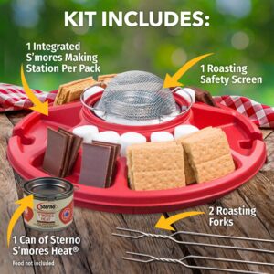 Sterno Table Top Smores Maker Kit with Easy Clean Serving Tray, Designed for Safe, Cord Free Indoor or Outdoor Fun, or Ideal for Kids, Parties, Fun Housewarming Gifts and More Red