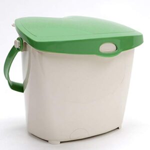 redmon for kids sure-close kitchen food scrap lid pail, tan-eco green