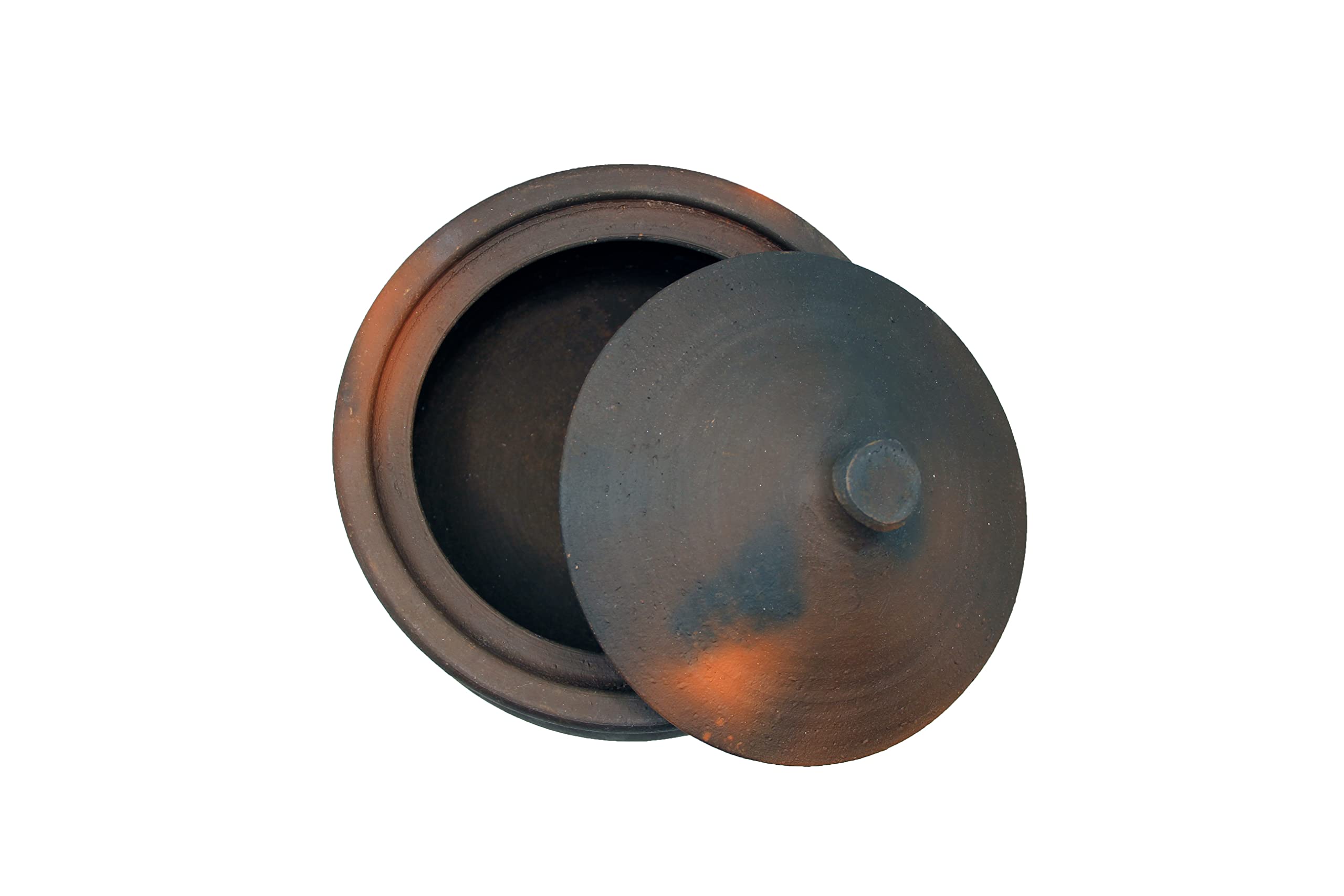 High Wind Flamed Dark Primitive Cooking Pot - Pre Seasoned - Made from Fire Clay: Suitable for Stove Top and Open Fire