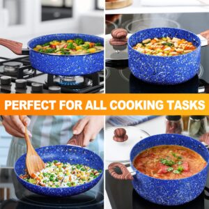 MICHELANGELO Pots and Pans Set 15 Piece with with Non- toxic Stone-Derived Interior, Nonstick Kitchen Cookware Set with Utensils