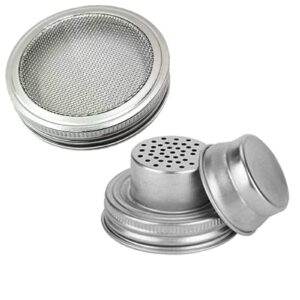 mason jar canning sealing shaker strainer lid 316 stainless steel wide mouth sprouting lids screen mesh strainer lid for salad sprouts alfalfa broccoli seeds sprouter kit rust-proof