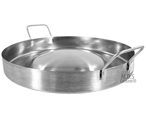 M.D.S Cuisine Cookwares Stainless Steel Comal Convex 16" Round Cook Griddle Taco Grill Pan Heavy Duty