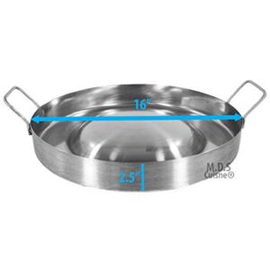 M.D.S Cuisine Cookwares Stainless Steel Comal Convex 16" Round Cook Griddle Taco Grill Pan Heavy Duty