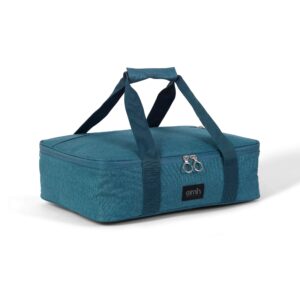 insulated casserole carrying case for hot or cold food storage, perfect for potlucks, parties, picnics, and cookouts; fits 9” x 13” baking dishes; lasagna casserole carrying case (teal)