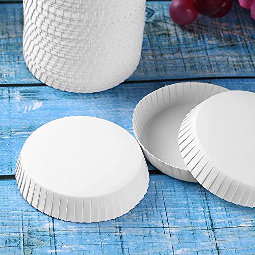 KISSHAKE 100 PCS Disposable Paper Cup Cover Hot Cup Lid Recycled Drinking Lid Coffee Cup Cover for Cafe Hotel KTV Bars, Paper Covers for Glassware, 2.95 Inches Diameter White Paper Cup Lids