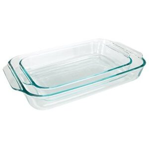 pyrex basics clear oblong glass baking dishes - 2 piece value-plus pack set - 1 each: 2 quart, 3 quart