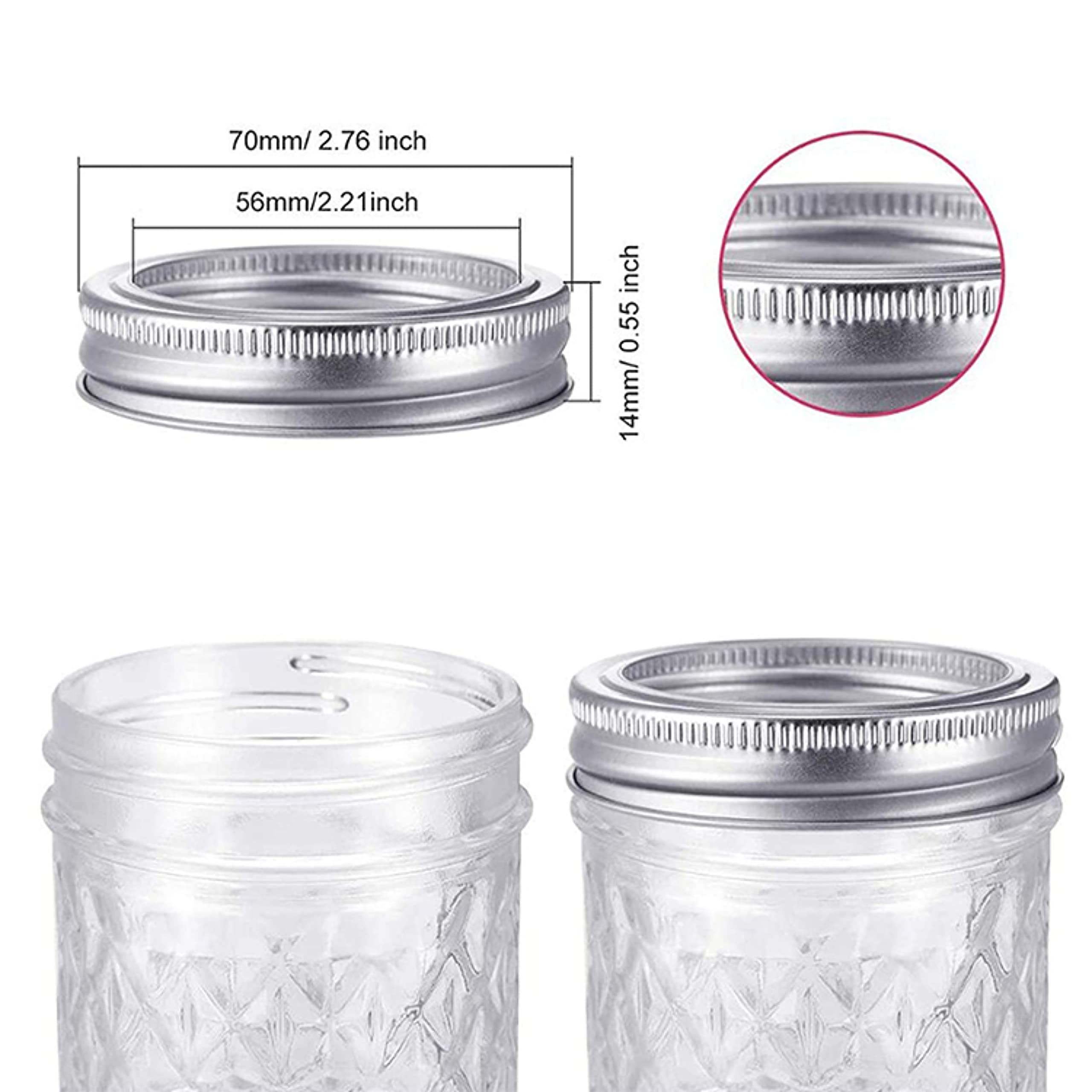 M MACIBOI 100 Pcs Premium Regular Mason Jar Lids and Bands Set Split-type Canning Lids for Jars, Kerr Jars Lids, Leak Proof Food Grade Material, 100% Fit & Airtight for Regular Mouth (70mm, Silver)