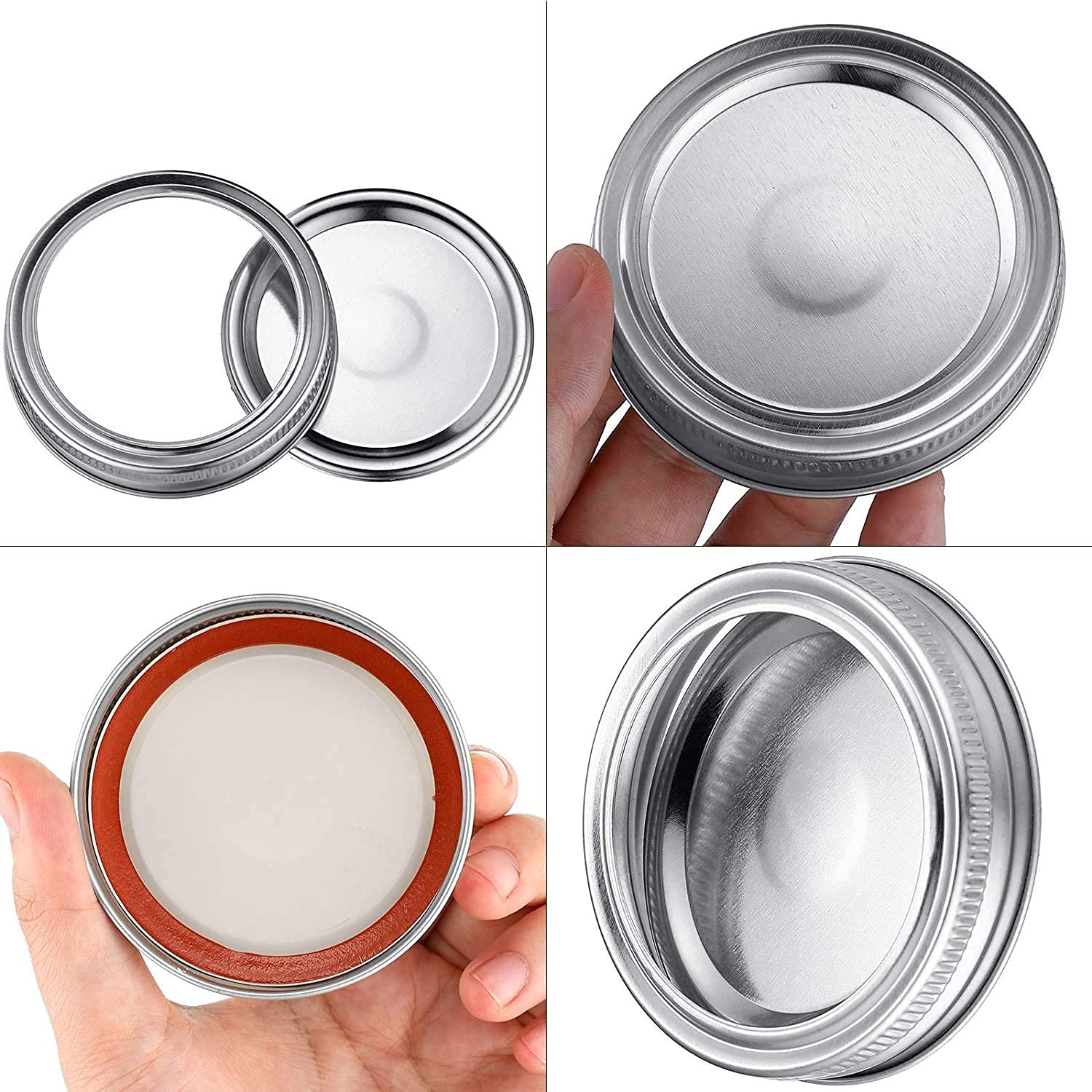 M MACIBOI 100 Pcs Premium Regular Mason Jar Lids and Bands Set Split-type Canning Lids for Jars, Kerr Jars Lids, Leak Proof Food Grade Material, 100% Fit & Airtight for Regular Mouth (70mm, Silver)