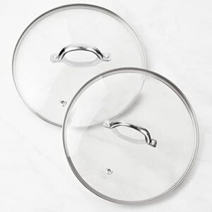 homichef 2-pack 8" inches (20cm) tempered glass lids for pots and pans - cookware replacement glass lids with air vent and large riveted loop handle