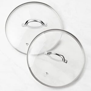 HOMICHEF 2-PACK 8" Inches (20CM) Tempered Glass Lids For Pots and Pans - Cookware Replacement Glass Lids With Air Vent And Large Riveted Loop Handle