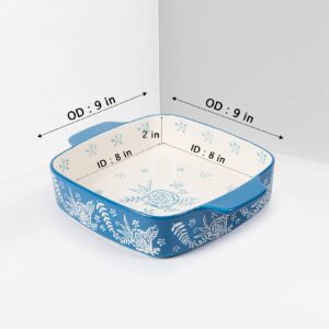 Wisenvoy Baking Dish Ceramic Brownie Pan 9x9 Baking Pan Casserole Dish Lasagna Pan Square Rose Dish Pan Bakeware Sets