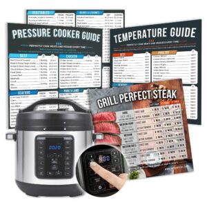 pressure cook times cheat sheet magnet chart compatible with emeril lagasse, instant pot, ninja foodi, crockpot +more | electric slow cooker temperature guide accessories for quick and easy reference