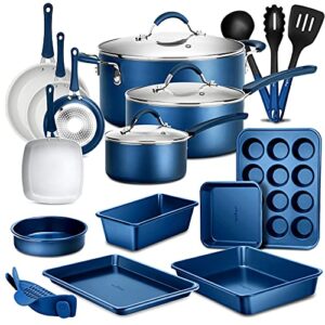 nutrichef kitchenware pots & pans set – high-qualified basic kitchen cookware set, non-stick (20-piece set)
