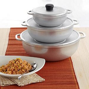 IMUSA USA R200-CALDERO22C Traditional Colombian Natural Caldero Set 3-Piece (1.6/3.2/4.6) Quart, Silver (Dutch Oven Set)