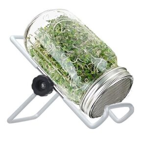 2 Pcs Stainless Steel Sprouting Jar Lids with 2 Pcs Stainless Steel Sprouting Stands for Wide Mouth Mason Jar(Jar Not Included)