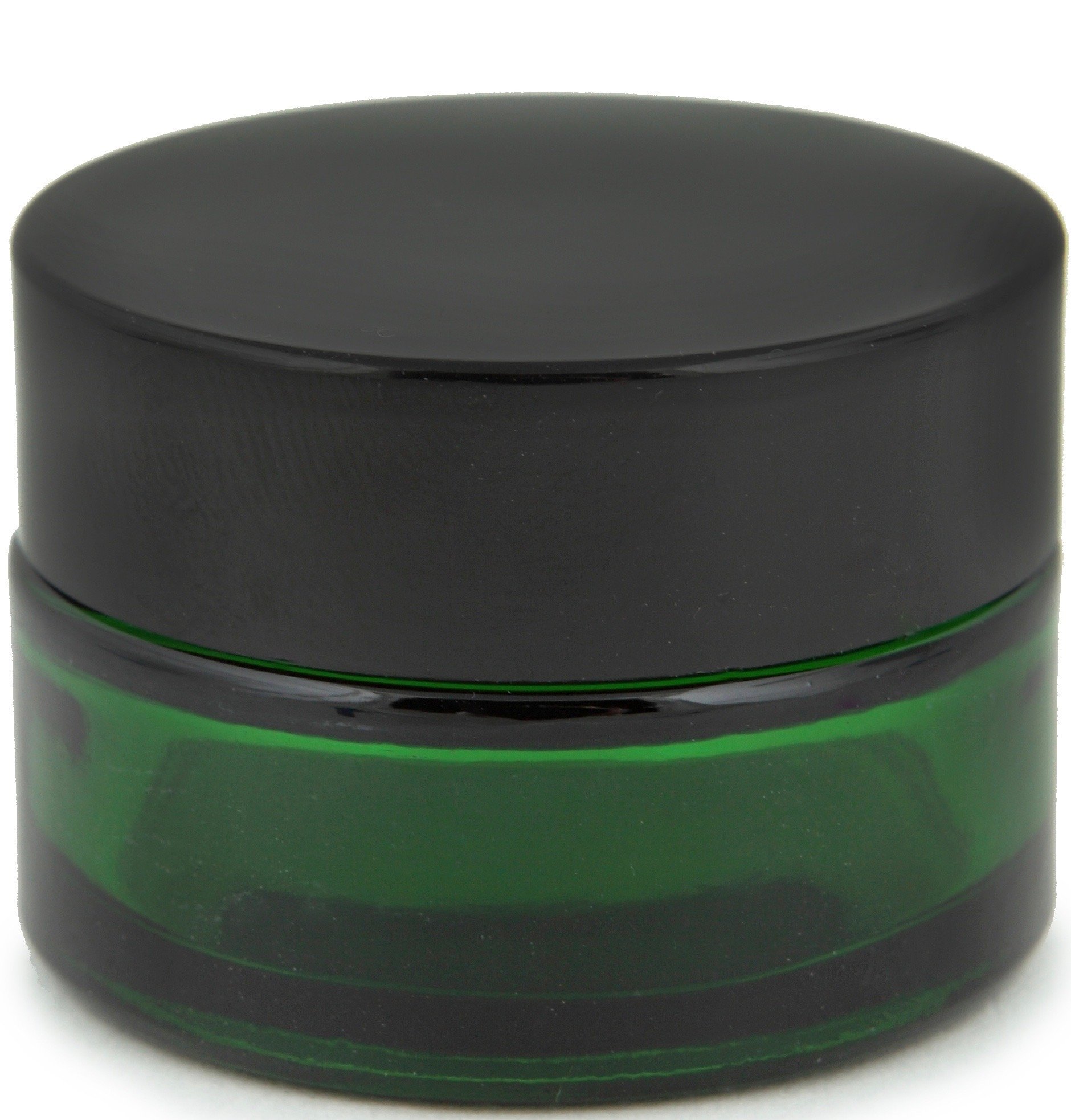 Vivaplex, 12, Green, 15 ml, Round Glass Jars, with Inner Liners and black Lids