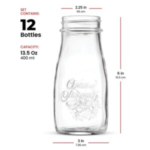 Bormioli Rocco Quattro Stagioni, Set Of 12, Glass Canning Mason Jars And Drinking Bottles, 13.5 Oz. With Gold Metal Airtight Lids, Made In Italy.