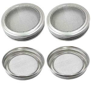 mesh strainer sprouting lids 316 stainless steel for wide mouth mason jars canning seed sprouting alfalfa salad sprouts lid 4 pack