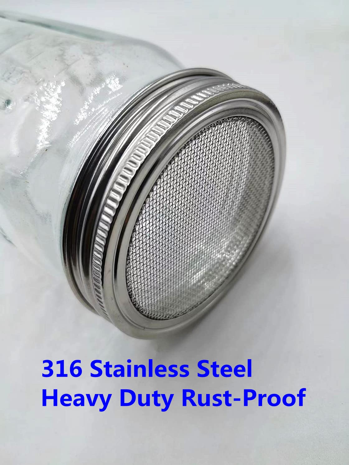 Mesh Strainer Sprouting Lids 316 Stainless Steel for Wide Mouth Mason Jars Canning Seed Sprouting Alfalfa Salad Sprouts Lid 4 Pack