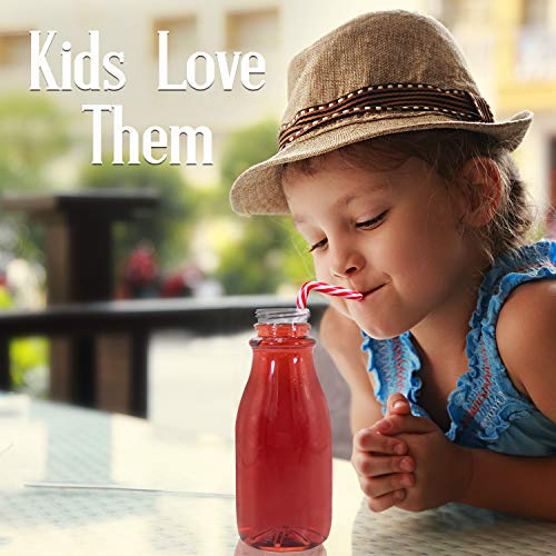 Upper Midland Products 12 oz Plastic Bottles with Lids, Jugs Plastic Milk Bottles For Parties Birthdays 12 Pack