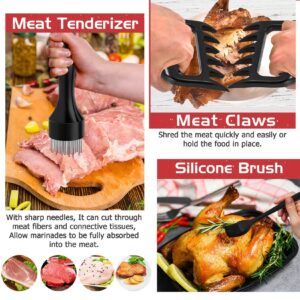 15.3’’ Roasting Pan with Racks, Joyfair 7 Pcs Stainless Steel Large Turkey Roaster Pan with Handle, Cooling Flat Rack/V-rack, Meat Tenderizer/Claws and Brush, Heavy Duty & Multi-Use, Dishwasher Safe